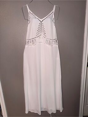 Lulus White Crochet Lace Cover Up Dress Small Beach Resort Vacation